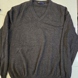 VTG Brooks Brothers Sweater Mens  Grey Wool Blend Pullover V Neck Casual Preppy